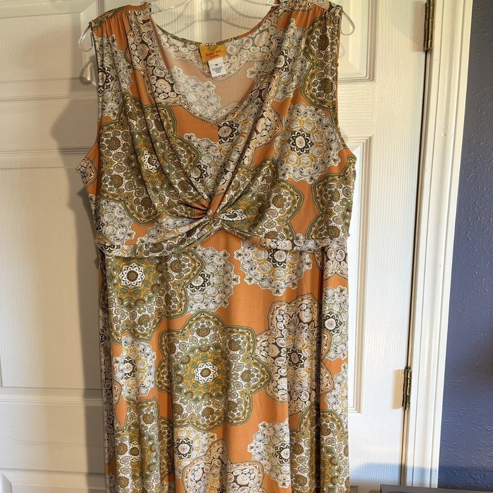 Ruby Rd Womens Dress Sz 1X Knit Sleeveless Below Knee